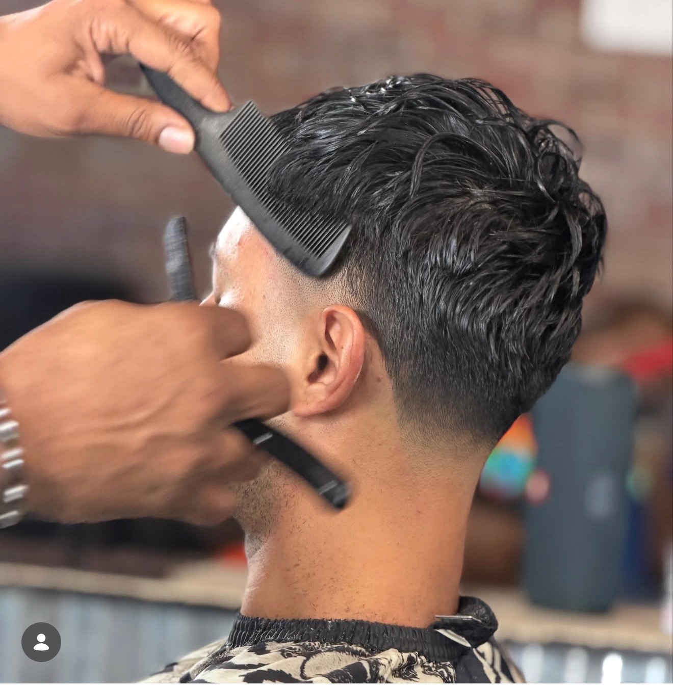 Taper fade with a clean razor lineup